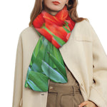 Red Tulip Print Scarf
