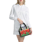 Red Tulip Print Shoulder Handbag