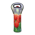 Red Tulip Print Single Neoprene Wine Tote