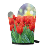 Red Tulip Print Single Oven Mitt