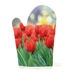 Red Tulip Print Single Oven Mitt
