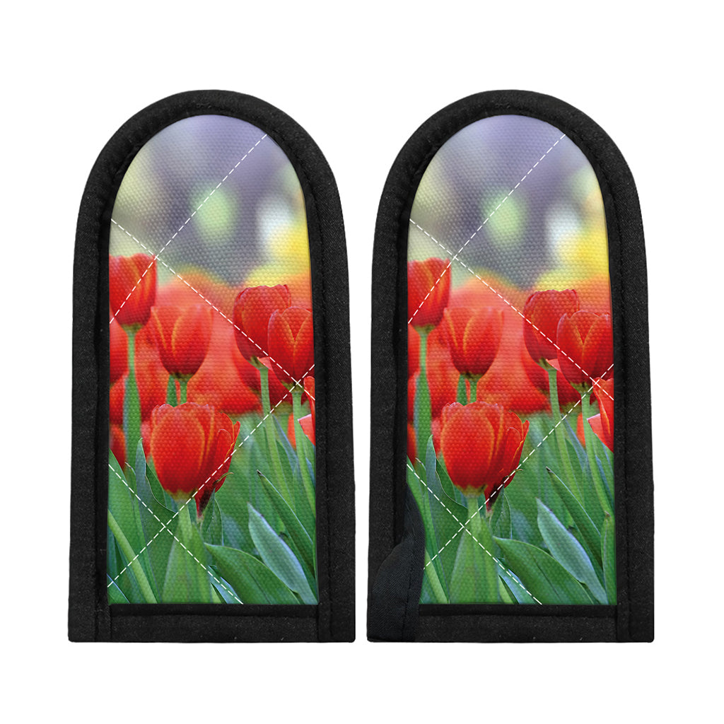 Red Tulip Print Skillet Handle Cover