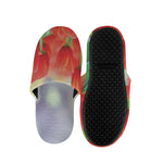 Red Tulip Print Slippers