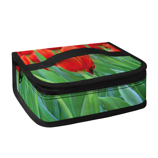 Red Tulip Print Small Lunch Bag