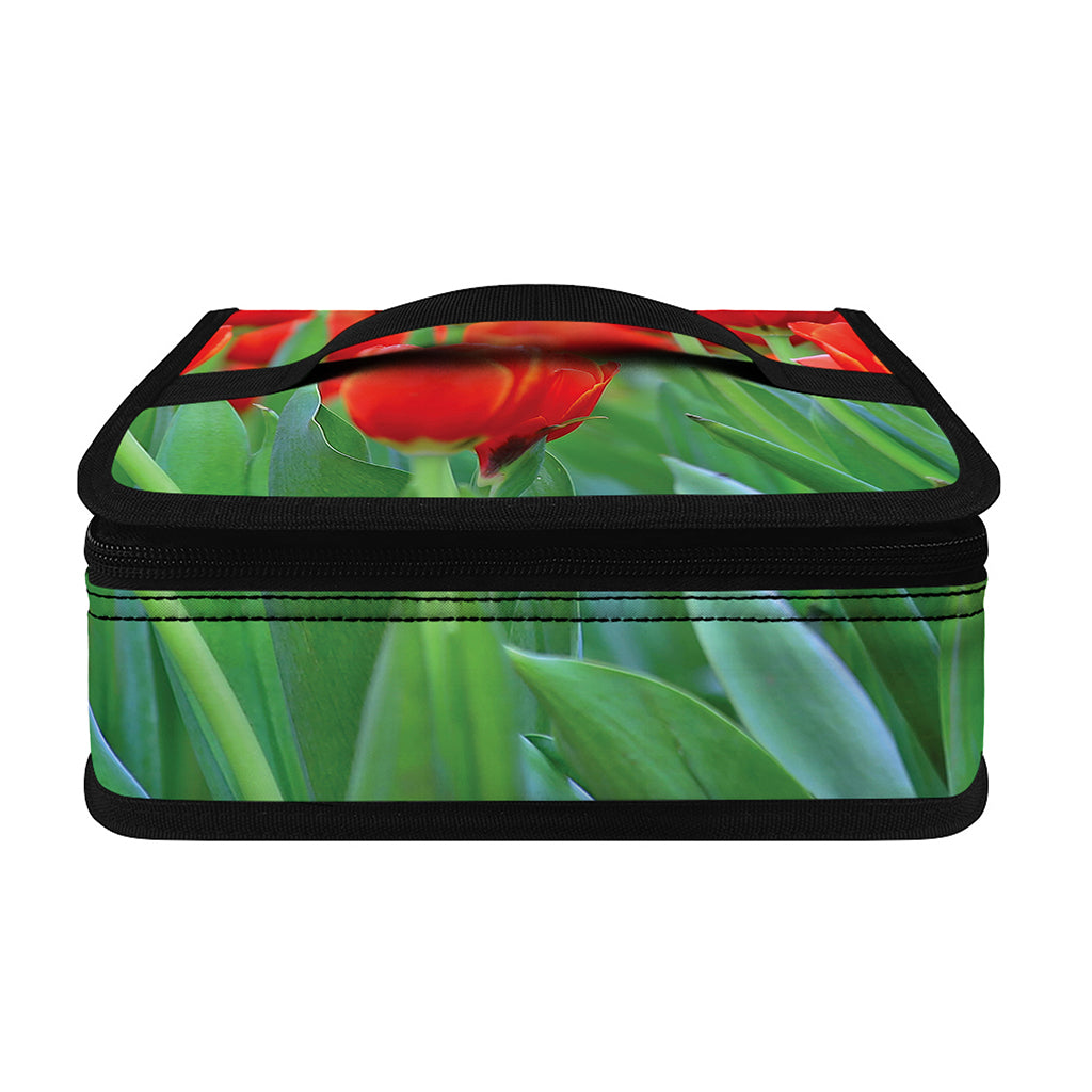 Red Tulip Print Small Lunch Bag