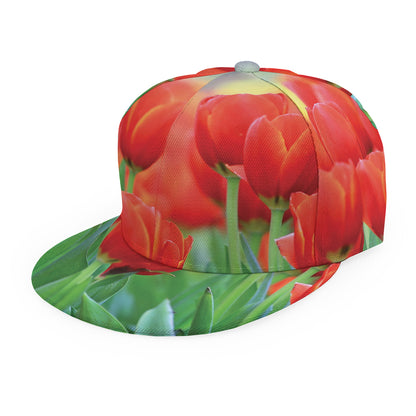 Red Tulip Print Snapback Cap