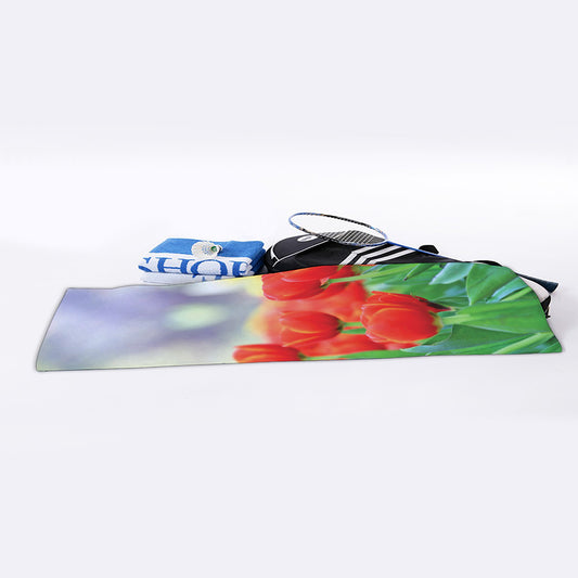 Red Tulip Print Sports Towel