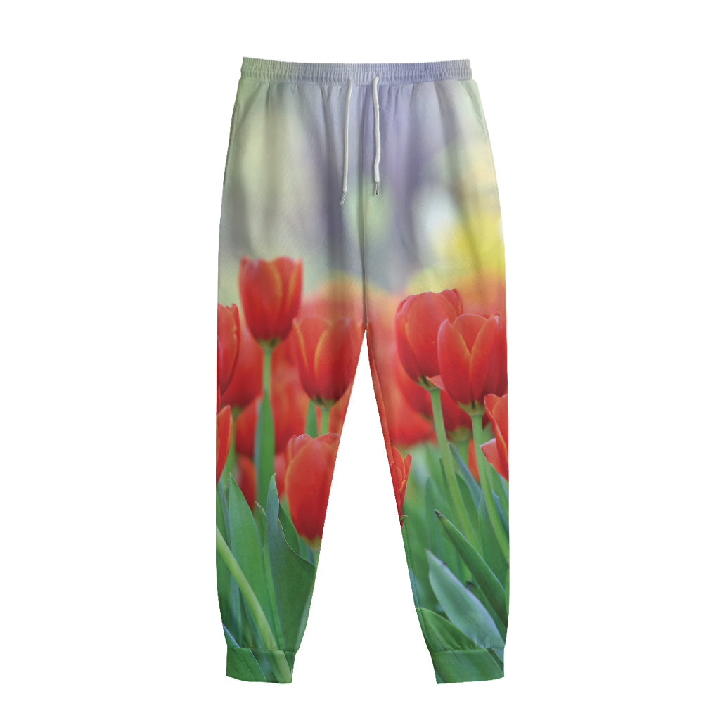 Red Tulip Print Sweatpants