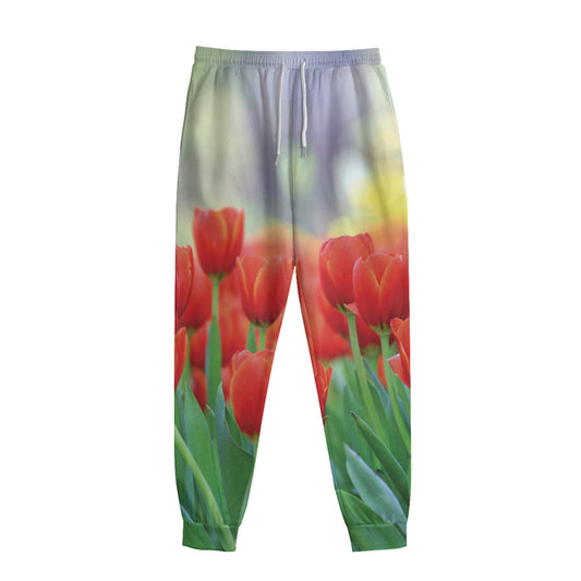 Red Tulip Print Sweatpants