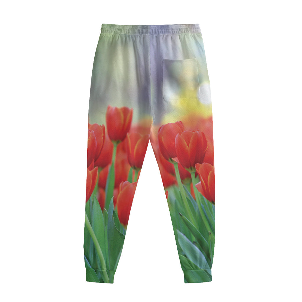 Red Tulip Print Sweatpants