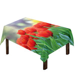 Red Tulip Print Tablecloth