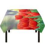 Red Tulip Print Tablecloth