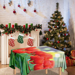 Red Tulip Print Tablecloth