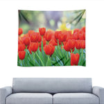 Red Tulip Print Tapestry