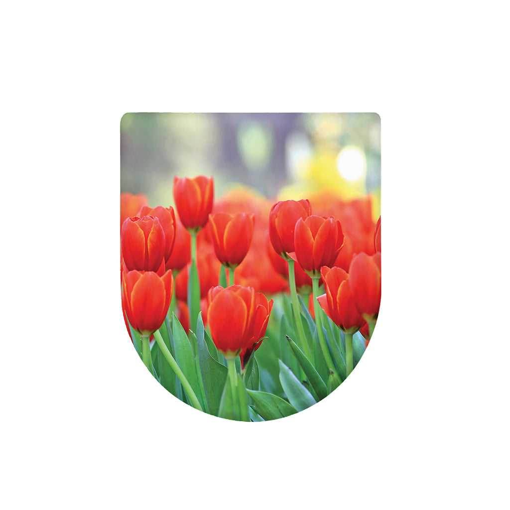 Red Tulip Print Toilet Lid Cover