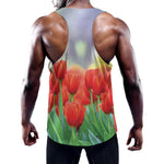 Red Tulip Print Training Tank Top