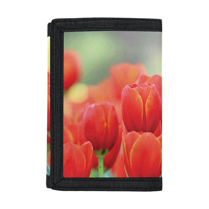 Red Tulip Print Trifold Wallet