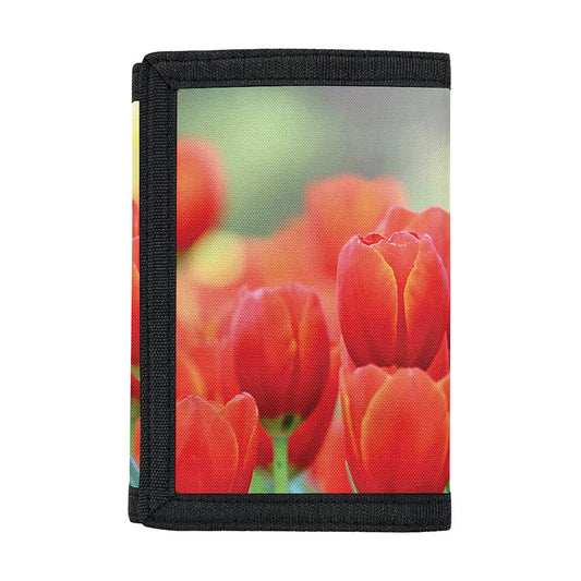 Red Tulip Print Trifold Wallet