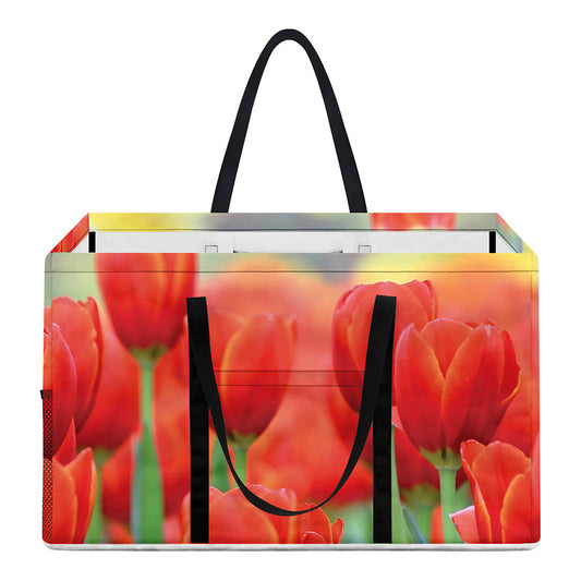 Red Tulip Print Utility Tote Bag