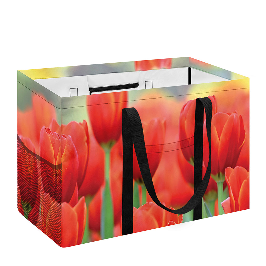 Red Tulip Print Utility Tote Bag