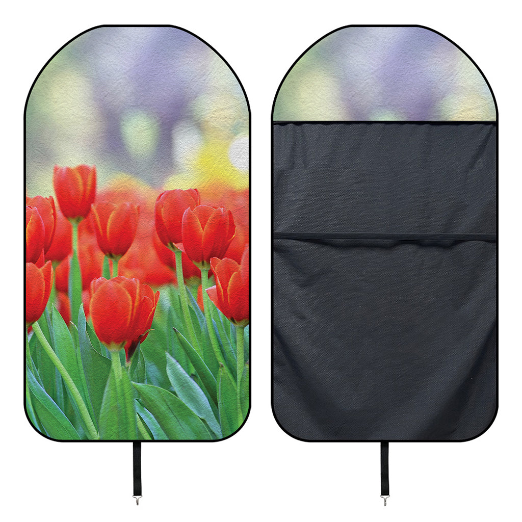 Red Tulip Print Waterproof Car Seat Cover