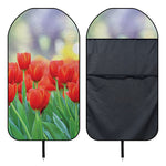 Red Tulip Print Waterproof Car Seat Cover