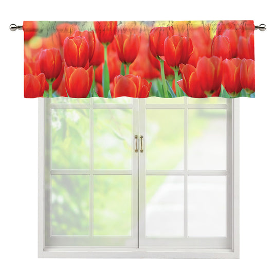 Red Tulip Print Window Valance