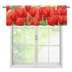 Red Tulip Print Window Valance