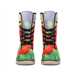 Red Tulip Print Winter Boots