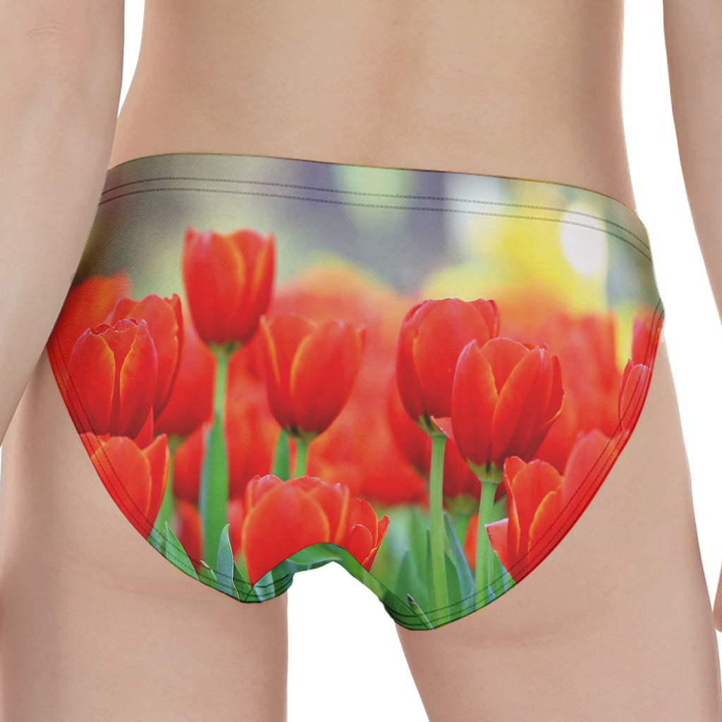 Red Tulip Print Women's Panties