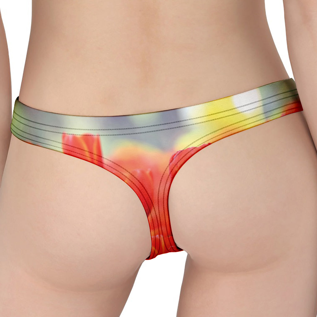 Red Tulip Print Women's Thong