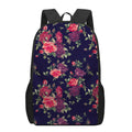 Red Violet Roses Floral Pattern Print 17 Inch Backpack