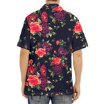 Red Violet Roses Floral Pattern Print Aloha Shirt