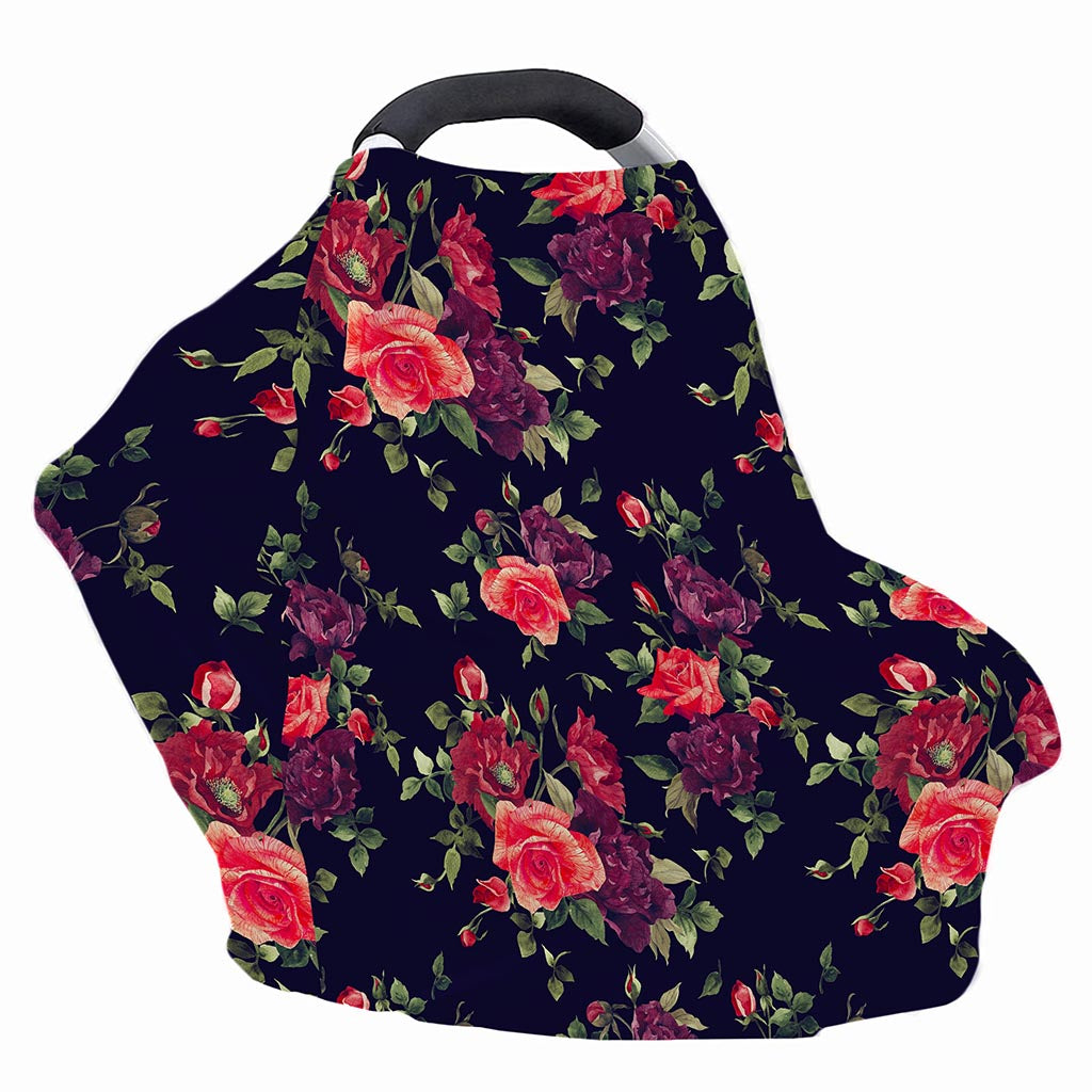 Red Violet Roses Floral Pattern Print Baby Seat Cover