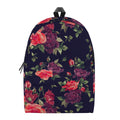Red Violet Roses Floral Pattern Print School Backpack