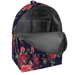 Red Violet Roses Floral Pattern Print Backpack