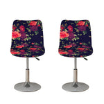 Red Violet Roses Floral Pattern Print Bar Stool Covers