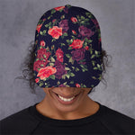Red Violet Roses Floral Pattern Print Baseball Cap
