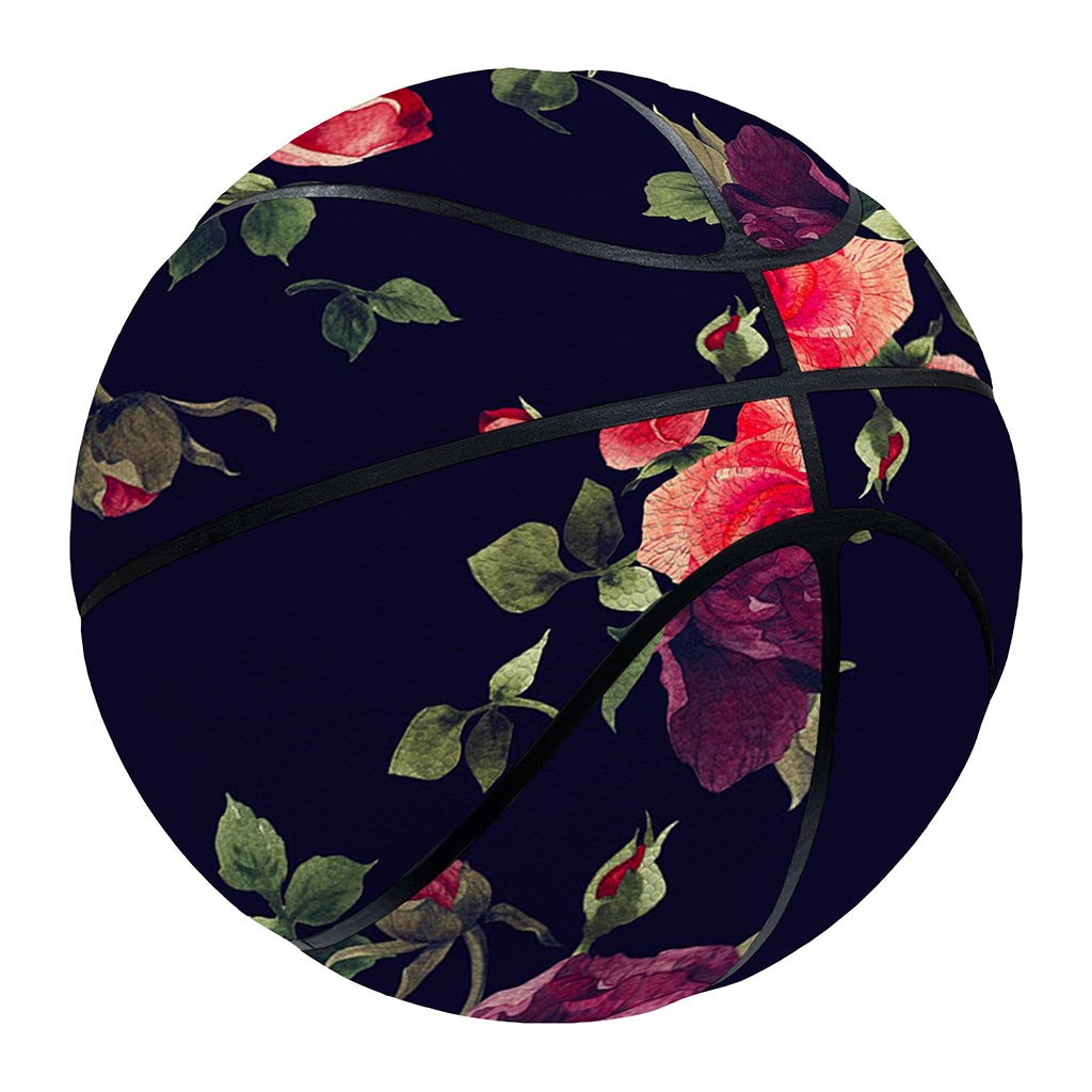 Red Violet Roses Floral Pattern Print Basketball