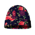 Red Violet Roses Floral Pattern Print Beanie