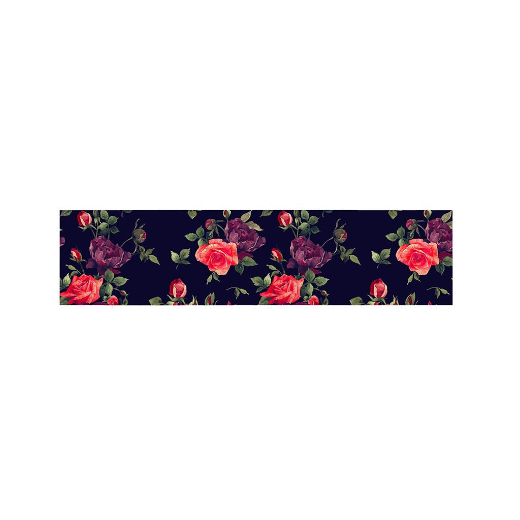 Red Violet Roses Floral Pattern Print Bed Runner