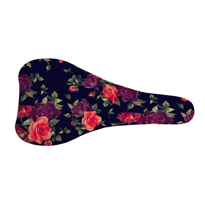 Red Violet Roses Floral Pattern Print Bicycle Seat Cover