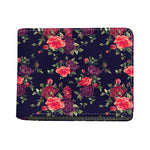 Red Violet Roses Floral Pattern Print Bifold Wallet