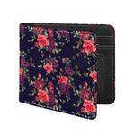 Red Violet Roses Floral Pattern Print Bifold Wallet