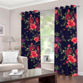Red Violet Roses Floral Pattern Print Dimout Grommet Curtains