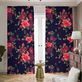 Red Violet Roses Floral Pattern Print Dimout Pencil Pleat Curtains