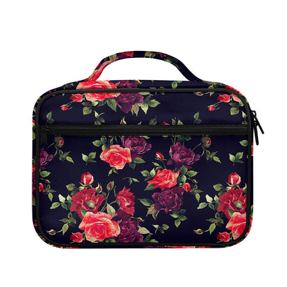 Red Violet Roses Floral Pattern Print Briefcase Bible Bag