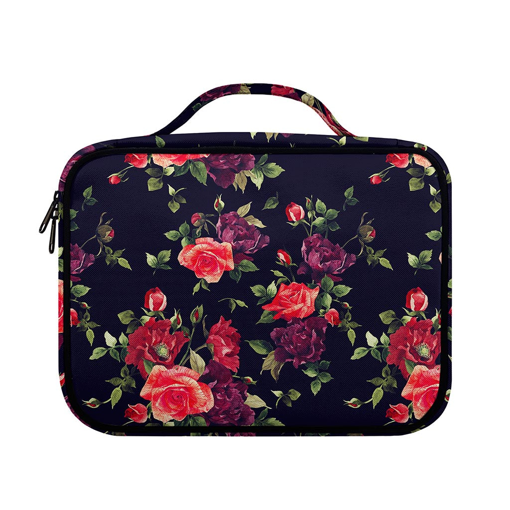 Red Violet Roses Floral Pattern Print Briefcase Bible Bag