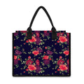 Red Violet Roses Floral Pattern Print Canvas Tote Bag