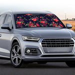 Red Violet Roses Floral Pattern Print Car Windshield Sun Shade